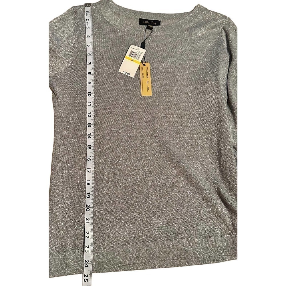 Melissa Paige Silver Metallic Shimmery Silver Top Sz M - Picture 9 of 9